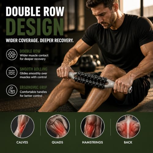 Muscle Roller Stick for Muscle Recovery, Double Row Massage Roller