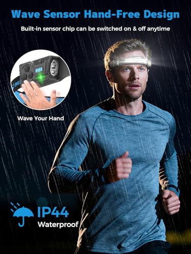 Smiling Shark TS-2 Headlamp, Dual Spotlight with Floodlight & Strobe LED Head Torch Rechargeable 2400mAh Long-Lasting Hands-Free Design for Camping Hiking Running Jogging (1 Pack) - style: 1 PACK