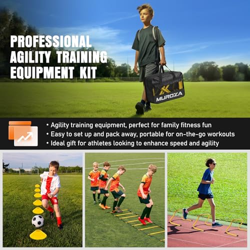Agility Ladder, Agility Speed Training Equipment Set, 20ft Speed Ladder - color: Yellow