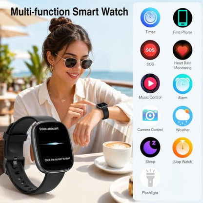 LIVIKEY Bluetooth Calling Smart Watch, 1.83" Display, Step Counter Tracker - color: Black with Blue Frame