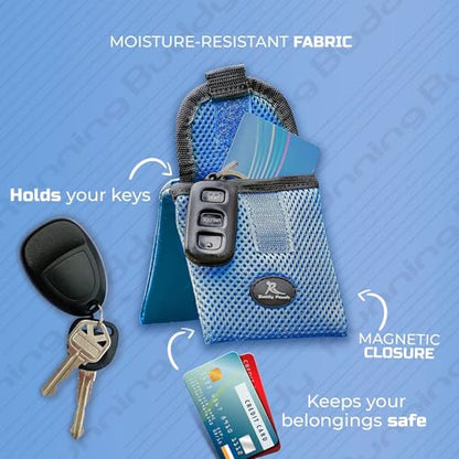 Running Buddy Magnetic Pouch Beltless Workout Pouch No Bounce - color: Blue, size: Mini (3.75 in x 4 in)