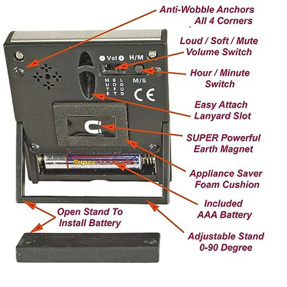 Elegant Digital Kitchen Timer Stainless Steel - Loud Alarm - Model eT-78 - size: eT-78