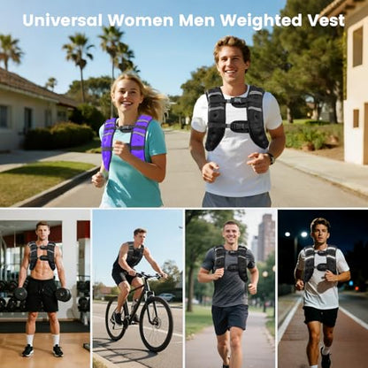 Wolliwa 6lb/8lb/12lb/16lb/20Lb Weighted Vest Woman Men - color: Purple, size: 20 Lbs