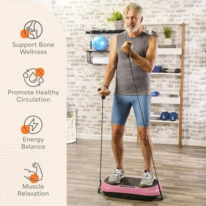Lifepro Waver Mini Vibration Plate Exercise Machine with Resistance Bands - color: Pink