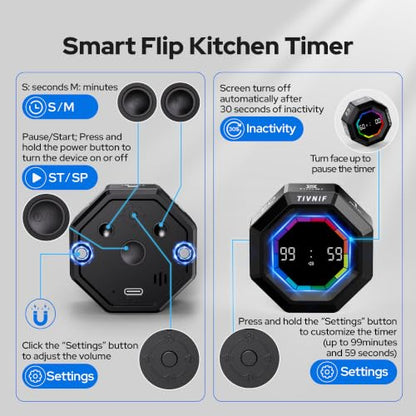 Visual Timer for Kids Kitchen Timer Pomodoro Magnetic Visual Countdown - color: Black