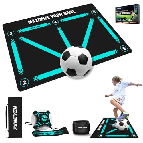 Soccer Training Mat, Soccer Training Equipment, Soccer Gifts for Boys 8-12 - color: Black-Green, size: 35*23 IN