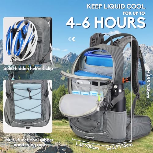 N NEVO RHINO Hydration Backpack with Water Bladder 3L, Hiking Backpack - color: gray