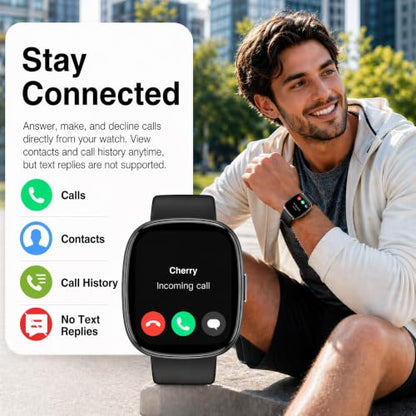 LIVIKEY Bluetooth Calling Smart Watch, 1.83" Display, Step Counter Tracker - color: Black with Blue Frame