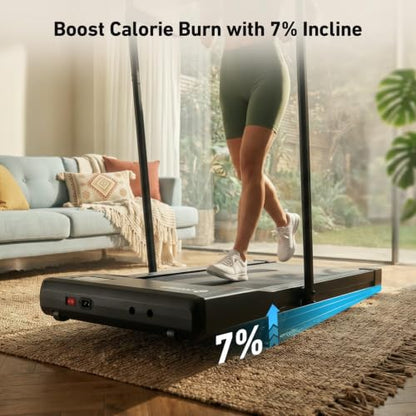 DeerRun Under Desk Walking Pad Treadmill for Home Office & Small Spaces, 6% Manual Incline, 0.6–3.8 MPH Walking Speed, 2.5 HP, 300 lb Capacity, App & Remote Control - color: Rich Black