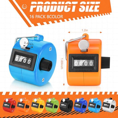 Kathfly 16 Pcs Handheld Clicker Counter 4 Digit Mechanical - color: Bright Color