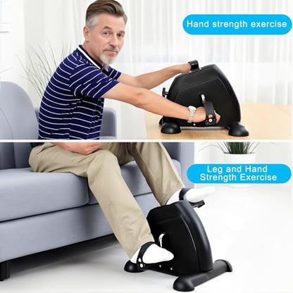 Pedal Exerciser Bike with Digital LCD Display Adjustable Resistance, Easy Assembly 100kg Load Capacity Desk Pedal Bike Elderly Home Pedal Exercise Bike Arm Leg Peddler Machine