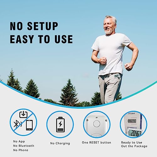 Pedometer for Walking Steps, 3D Accurate Simple Pedometer, Step Counter for Men Women Seniors, Step Tracker with Clip Lanyard - color: White