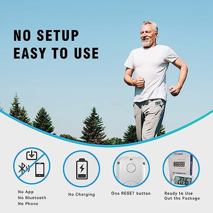 Pedometer for Walking Steps, 3D Accurate Simple Pedometer, Step Counter for Men Women Seniors, Step Tracker with Clip Lanyard - color: White