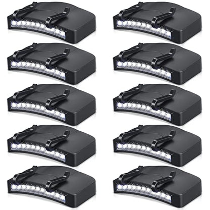 Hortsun 10 Pcs Light Clip 11 LED Cap Lights Clip on Hat Headlamp Battery Cap Brim Lamp Black Waterproof Ultra Bright Flashlight for Hunting Camping Fishing Hiking - style: Battery