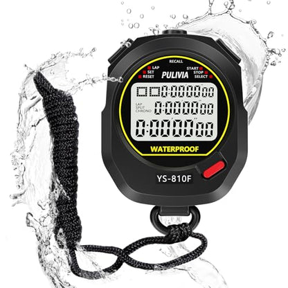 Stopwatch Timer Multi Splits/Laps Digital Stop-Watch for Sports - color: Black