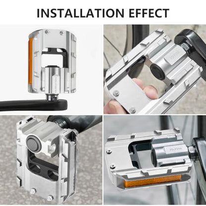 Folding Bike Pedals, All Aluminum Alloy Non-Slip Bike Pedals - color: Silver