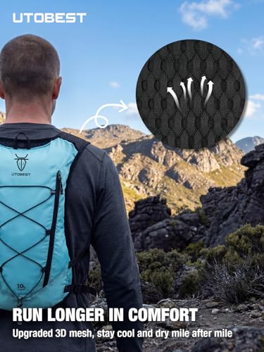 UTOBEST Running Vest Lightweight Hydration Pack 10L UTR110 - color: Black (with 2*500ML Bottles), size: XL (Chest Size:40-45inch)