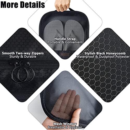 AOSBOS Shoe Bag for Travel,2 Layers Shoes Organizer,Honeycomb Grey - color: HoneycombBlack
