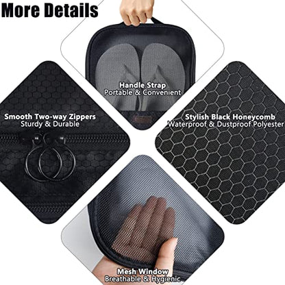 AOSBOS Shoe Bag for Travel,2 Layers Shoes Organizer,Honeycomb Grey - color: HoneycombBlack