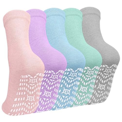 CaiDieNu Non Slip Socks for Women: Non Skid Grip Socks for Elderly Hospital - color: Multicolor-1, size: 6-9