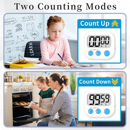 ZILLEEN Digital Kitchen Classroom Timers for Kids Cooking 6pcs MulticolorA - color: White & Black & Pink & Green & Orange & Purple