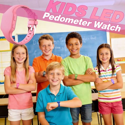 Kids Led Activity Tracker Tracker Watch for Ages 5-15, No App Required, Digital Sport Wristwatch, Waterproof, Pedometer, Alarm Clock, Silicone Strap, for Teens Children Students Boys Girls - color: Pink1