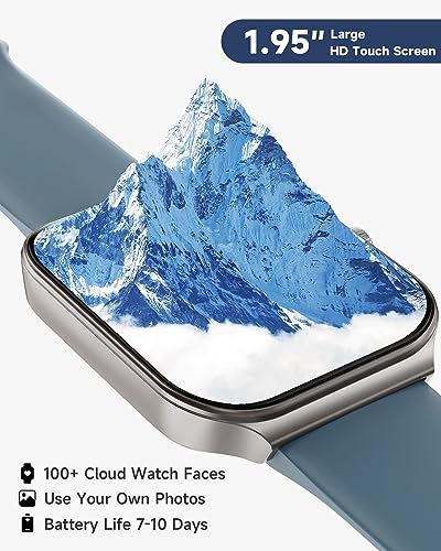1.95" Smart Watch for Men Women with ALEXA, Fitness Watch for Android iOS - color: Blue