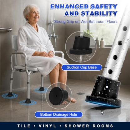 supregear Shower Chair Leg Caps 1 inch, Heavy Duty Rubber Feet, Fits 1" OD Sloped Round Legs Only, Non-Slip Replacement for Bath Stool & Transfer Bench, 4 Pack, Black-25mm - color: Black