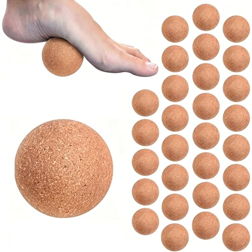 30 Pcs Cork Massage Ball Massage Ball Set, 2 Inch Muscle Relief Ball for Muscle Recovery Yoga Practice
