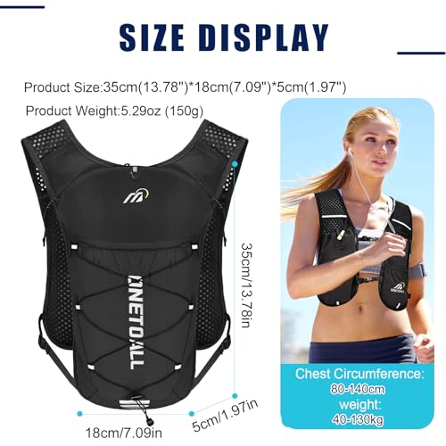 Running Vest for Women & Men, 6L Hydration Backpack with 2L Water Bladder, Lightweight Water Backpack for Trail Running, Marathon, Hiking, Cycling, Jogging, Adjustable Fit - color: Black Vest with 2L Bladder