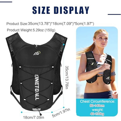 Running Vest for Women & Men, 6L Hydration Backpack with 2L Water Bladder, Lightweight Water Backpack for Trail Running, Marathon, Hiking, Cycling, Jogging, Adjustable Fit - color: Black Vest with 2L Bladder
