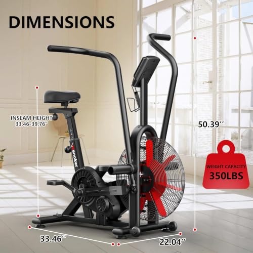 Wenoker Exercise Bike, Air Bike with Smart APP, ISCC PLUS Certified, Dual Action Handlebars Stationary Fan Bike 350LBS Capacity for Home Gym HIIT Full Body Workout