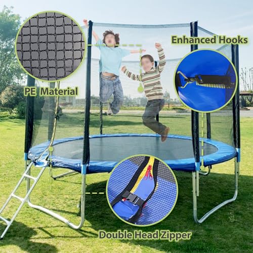 Trampoline Net Replacement 8/10/12/14/16FT Safety Enclosure Nets - size: 12FT 8Poles