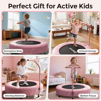 BCAN SP1 36'' Kids Toddler Trampoline Indoor, Foam Handle | FED Fitness - color: Pink-Classic