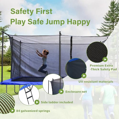 Teamson by Crowntec 15x9FT Large Rectangular Trampoline, Black