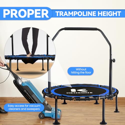 K KENSONE 40/48" Rebounder Trampoline for Adults, Bungee, 450/550 LBS Quiet - color: Blue, size: 40" U-Bar