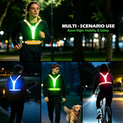 LED Reflective Vest Running Gear Set,USB Rechargeable Light Up Running Vest for Runners Night Walking with Waterproof Phone Bag,High Visibility Armband,Adjustable Waist&Shoulder for Men Women - color: Orange