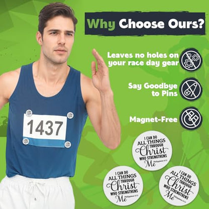 Suncalla 12pcs Race Bib Clips, Runner Race - color: White, style: Bible Verse