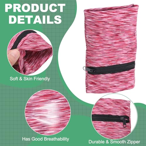 uxcell Wrist Pouch Wrist Wallet Sports Wristband Wallet with Pocket for Running Jogging Hiking Cycling Yoga - color: Red