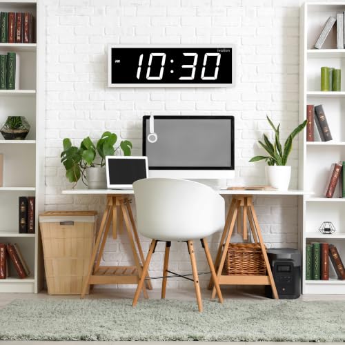 Ivation Large Digital Wall Clock with Big LED Display & Timer, 24" - color: White, size: 24" x 8"