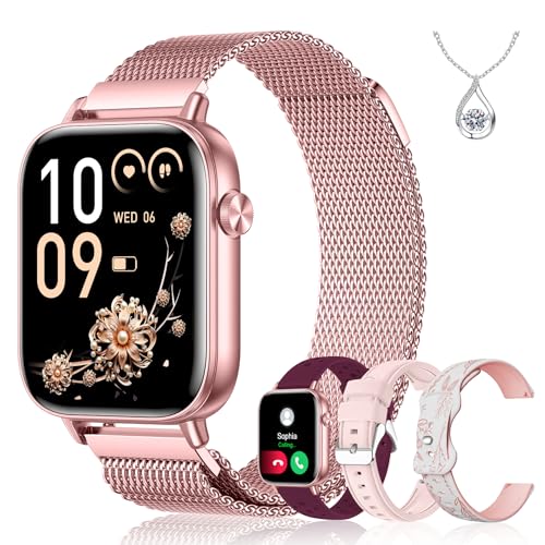 Iaret Smart Watch for Women, 1.83" HD Fitness Tracker with 4 Bands, Answer/Make Calls, Heart Rate/Sleep/SpO2/Step Tracking, 100+ Sport Modes, Android/iPhone Compatible Gift (Purple Gold) - color: Purple Gold