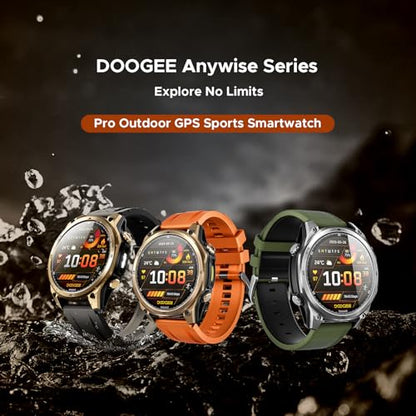 Anywise W1 GPS Smart Watches for Men, 6 Satellite Positioning, 50M Waterproof Fitness Tracker, 1.43'' AI Mens Smart Watch for Android Phone/iphone compatible,Answer/Make Call/12 Days Battery - color: Black - 3 Watch Bands