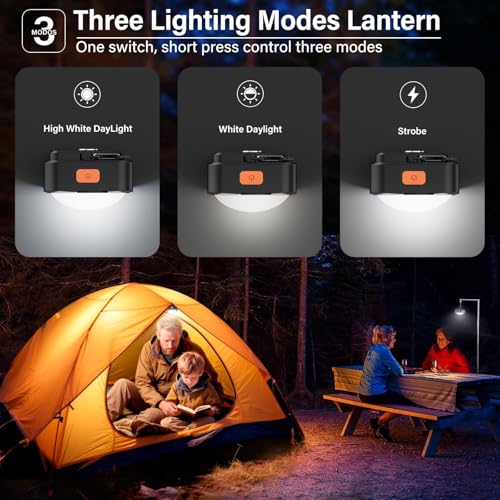 FLY2SKY 3 Pack LED Rechargeable Camping Lights Tent Lantern Mini Emergency - style: 3 Pcs Black