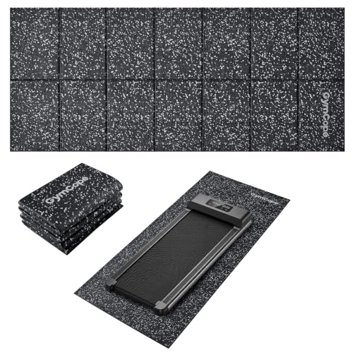 GymCope Foldable Treadmill Mat for Hardwood Floors & Carpet Exercise Mat - color: Black/White, size: 55"L x 23"W x 0.24"Th
