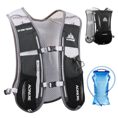 TRIWONDER Running Vest Hydration Pack Backpack for Men & Women, Lightweight Trail Marathon Run Race Vest for Cycling Jogging - color: 01 Black - with 1.5L Water Bladder