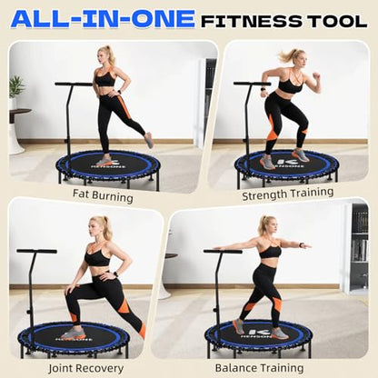 K KENSONE 40/48" Rebounder Trampoline for Adults, Bungee, 450/550 LBS Quiet - color: Blue, size: 48" T-Bar