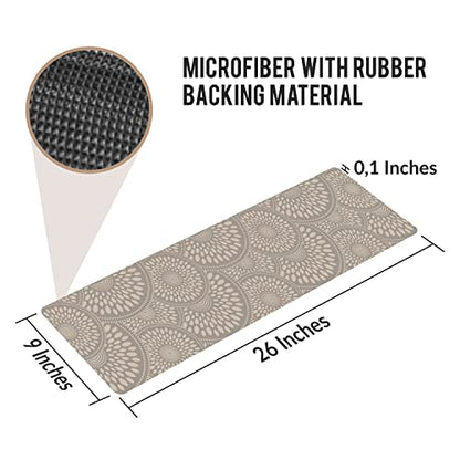 Set of 7 Stair Treads Ultra-Thin with Non Slip Rubber Backing 9”x26” Latte 7 Pieces - color: Latte, size: Design #1