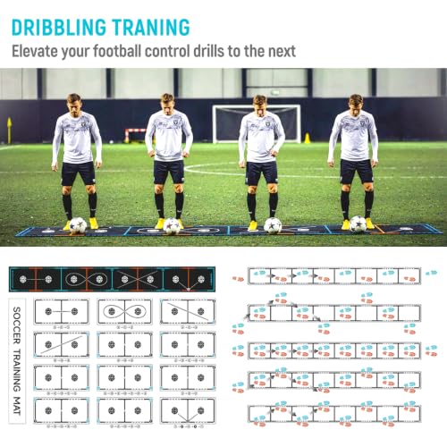 Soccer Training Mat, Non-Slip Footwork Practice for 1-4 Players