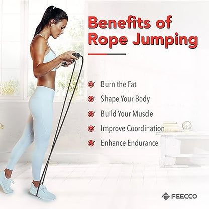 FEECCO Weighted Jump Rope for Men, PVC Rope with Metal Handles and Ball Bearings - color: 1LB