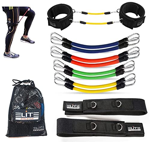 Elite Supplies 11 Pieces Speed Agility Strength Leg Resistance Bands - for All Sports & Exercise Fitness Fast Sprinting, Explosive, Agile, Strength, Endurance